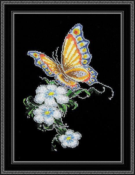 Набор для вышивания крестом ОВЕН " Бабочка на цветке" 452