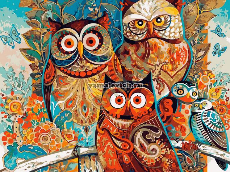Картина по номерам Paintboy "Мудрые совы" GX8849