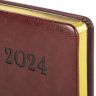 Ежедневник датированный 2024 А5 138x213 мм BRAUBERG "Cayman", под кожу, коричневый, 114832