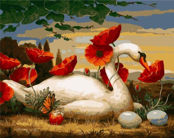 Картина по номерам Paintboy "Лебедь в маках" RSB0433