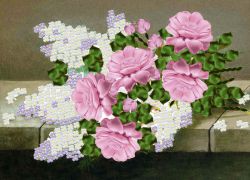 НЛ3-029 Набор для вышивания лентами ТМ Наследие "Букет из розовых роз и сирени"