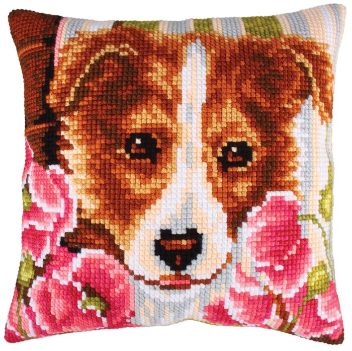 Набор для вышивания крестом Collection D'Art "Собака в цветах" 5213