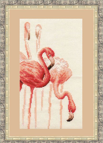 Набор для вышивания крестом ЗОЛОТОЕ РУНО "Фламинго. Набор №1" Ф-002