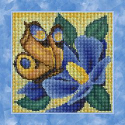БСА25-044 Алмазная мозаика ТМ Наследие "Бабочка на синем цветке"
